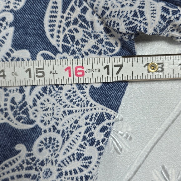 Rabbit Rabbit Designs Dress Woman Size 8 Blue White Paisley Lace Trimmed Midi - Picture 4 of 12